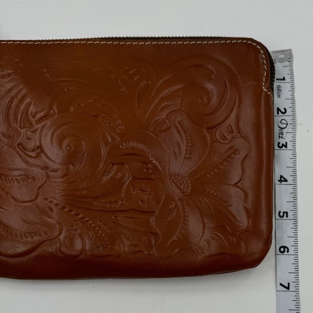 Patrica Nash CassinEmbossed Leather Wristlet Clutch Bag With Zipper & Wrist Stra - Picture 14 of 15